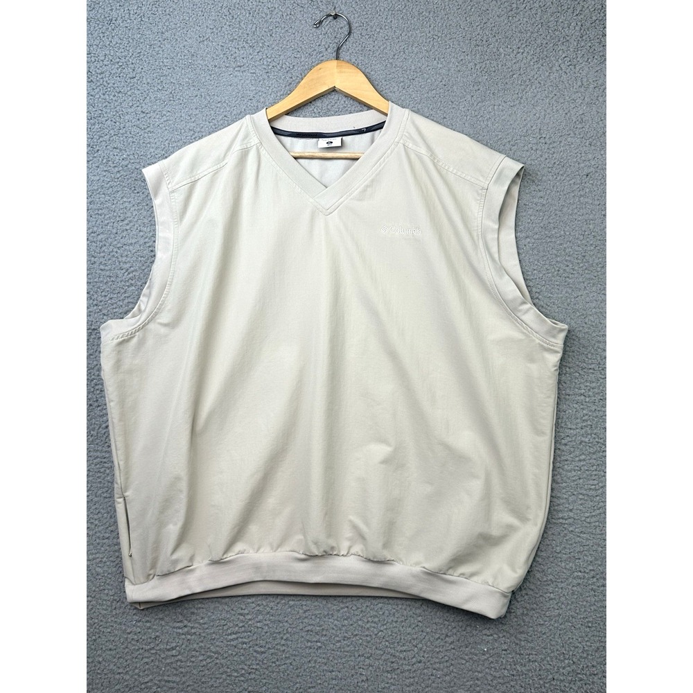 Columbia Titanium Men's V-Neck Pullover Wind Vest Mens XL Beige Golfer